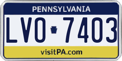 PA license plate LVO7403