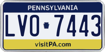 PA license plate LVO7443