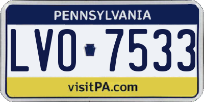 PA license plate LVO7533