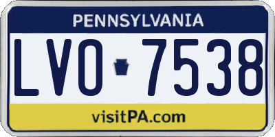 PA license plate LVO7538