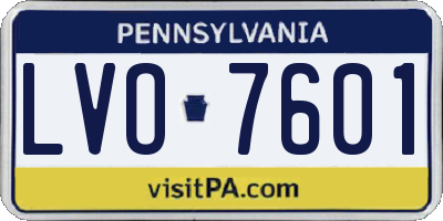 PA license plate LVO7601