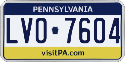 PA license plate LVO7604