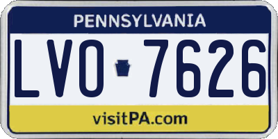 PA license plate LVO7626