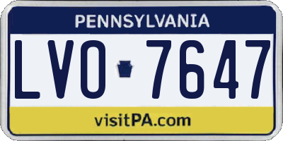 PA license plate LVO7647