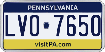 PA license plate LVO7650