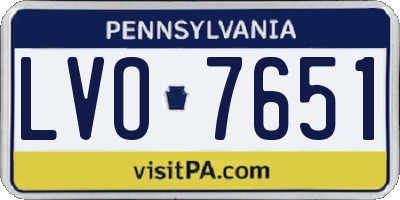 PA license plate LVO7651