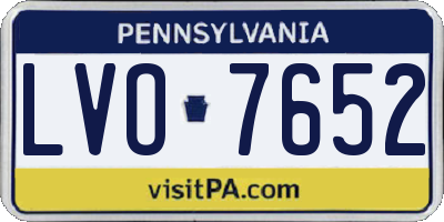 PA license plate LVO7652