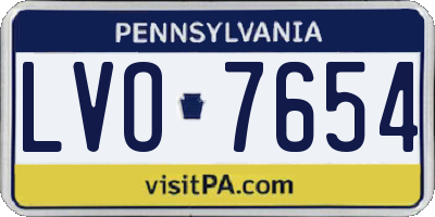 PA license plate LVO7654