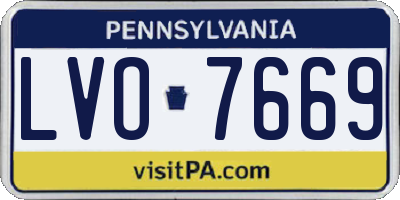 PA license plate LVO7669