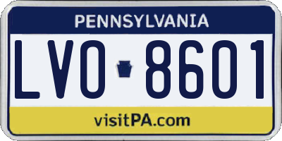 PA license plate LVO8601