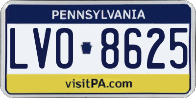 PA license plate LVO8625