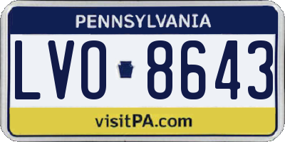 PA license plate LVO8643