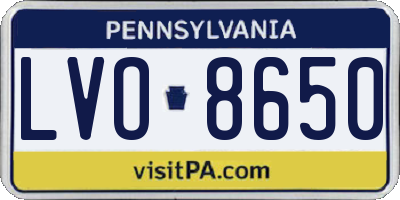 PA license plate LVO8650