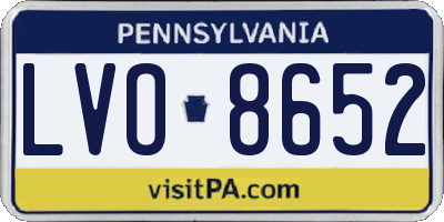 PA license plate LVO8652