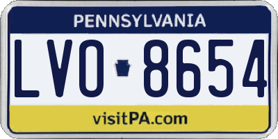 PA license plate LVO8654
