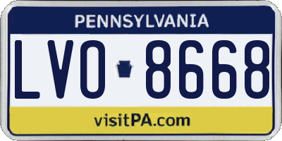 PA license plate LVO8668