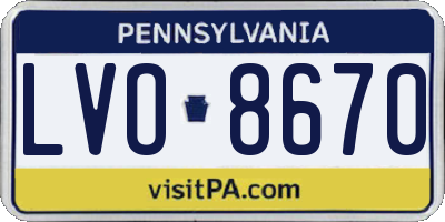 PA license plate LVO8670