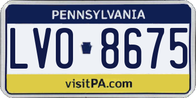 PA license plate LVO8675