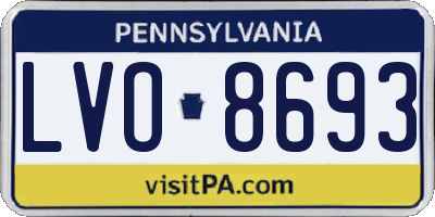 PA license plate LVO8693