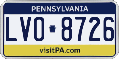 PA license plate LVO8726