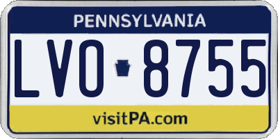 PA license plate LVO8755