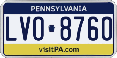 PA license plate LVO8760