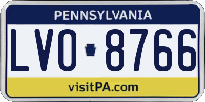 PA license plate LVO8766