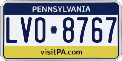 PA license plate LVO8767