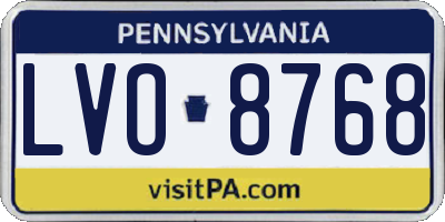 PA license plate LVO8768