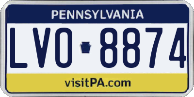 PA license plate LVO8874