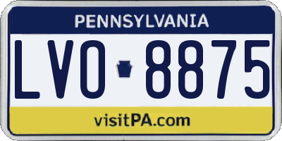 PA license plate LVO8875