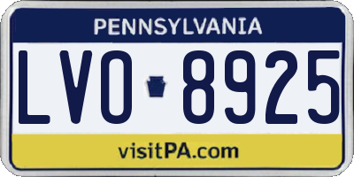 PA license plate LVO8925