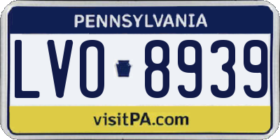 PA license plate LVO8939