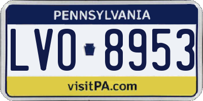 PA license plate LVO8953