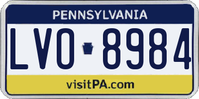 PA license plate LVO8984