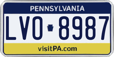 PA license plate LVO8987