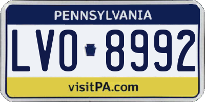 PA license plate LVO8992