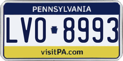 PA license plate LVO8993