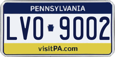 PA license plate LVO9002
