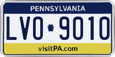 PA license plate LVO9010
