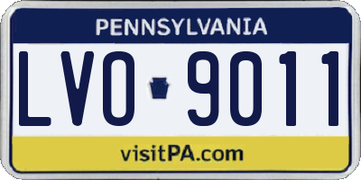 PA license plate LVO9011