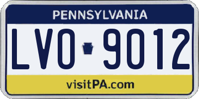 PA license plate LVO9012