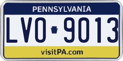 PA license plate LVO9013
