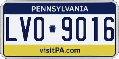 PA license plate LVO9016