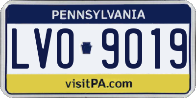 PA license plate LVO9019