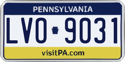 PA license plate LVO9031