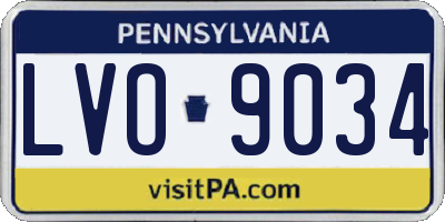 PA license plate LVO9034