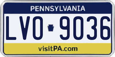 PA license plate LVO9036