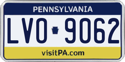 PA license plate LVO9062