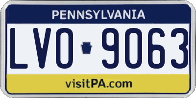 PA license plate LVO9063